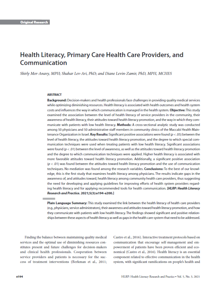 2023 08 29 12 00 24 Health Literacy, Primary Care Health Care Providers, and Communication und 5 wei